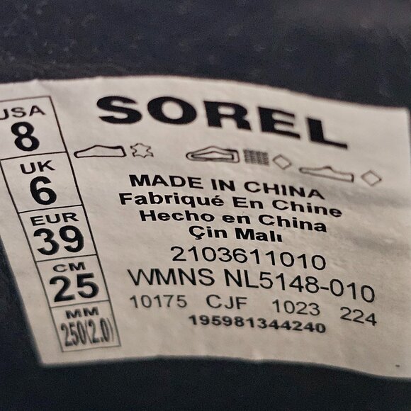 Sorel Wedge Heel Side Zip Black Leather Waterproof Boots Women's Size 8- NEW - Picture 11 of 11